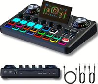 Kit de microphone USB BT rechargeable, réduction de bruit, voix réglable pour studio, podcast, musique live, carte son audio, mixeur