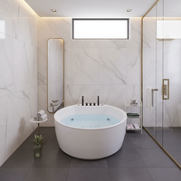 Baignoire ronde autoportante de luxe moderne pour massage à remous intérieur, hôtels et villas ou baignoire à jets d'air domestique, prix d'usine