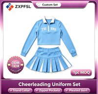 Ensemble d'uniformes de cheerleading personnalisés, haut à manches longues avec demi-zip, jupe plissée, tenue de cheerleader pour femme pour les performances d'équipe
