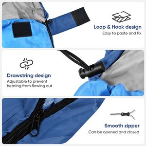 Saco de Dormir Tipo Momia para Adultos, para Acampar al Aire Libre, Transpirable, de Poliéster Azul, Longitud Estándar, Portátil - Product Image 4