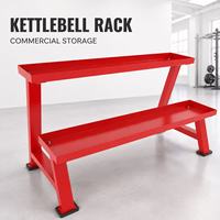 Support de rangement commercial à deux niveaux pour kettlebells et poids libres, organisateur d'équipement d'entraînement de force pour salle de sport et centre de fitness