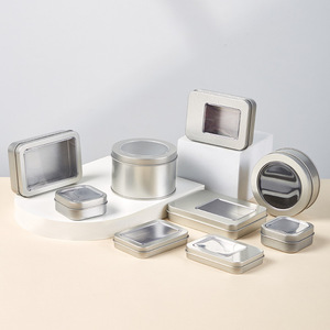 Fenêtre transparente rectangulaire en métal boîte en fer blanc couvercle à vis bocaux de stockage de voyage pour bonbons Arts artisanat pour <span class=keywords><strong>cuisine</strong></span> bureau sac stockage - Product Image 3