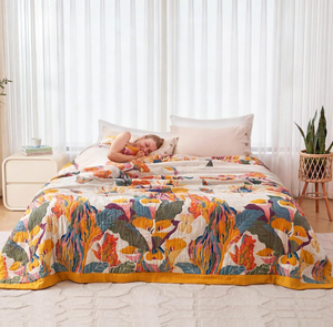 Manta Decorativa Boho - Manta Suave 100% Algodón <span class=keywords><strong>para</strong></span> <span class=keywords><strong>Cama</strong></span>, <span class=keywords><strong>90</strong></span>"x90" Reversible, Transpirable y Ligera <span class=keywords><strong>para</strong></span> Primavera - Product Image 4