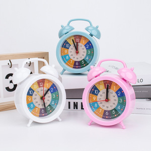 Children's Plastic Alarm Clock Silent Non Ticking Round White Pink Blue Back To School Student <b>Study</b> <b>Desk</b> Clock JX8028 - Product Image 1