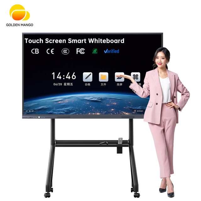 Dual-system 75 86 Inch 4K Interactive Whiteboard LED Smart Touch Screen 98 110inch Smart Board Display