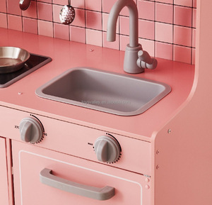 Cuisine en <span class=keywords><strong>Bois</strong></span> de Jeu d'Imitation pour Enfants avec Cuisinière à Induction Sonore, Ustensiles de Cuisine et Machine à Glaçons - Product Image 4