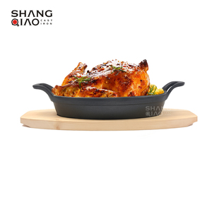 Fabricant Vente en gros Mini base ovale en bois Assiette grésillante Plat à gratin en fonte - Product Image 3