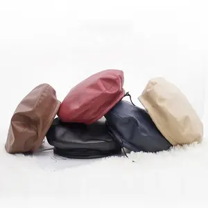 PU da Beret mũ cho cô gái Beret mùa đông mũ phẳng nữ boina Feminina thời trang mùa thu mùa đông Beret cap xương gorras họa sĩ