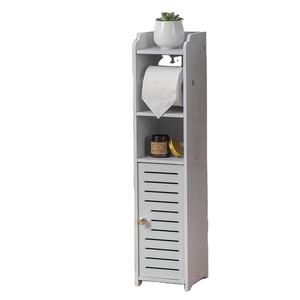 Toilet Paper Holder Stand, Storage Cabinet Beside Toilet for Small Space Bathroom with Toilet Roll Holder, White