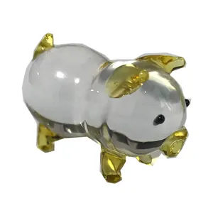 New style cheap cute gift carved glass crystal pig sculpture figurine