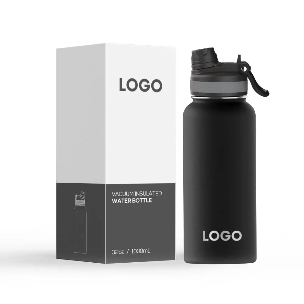 Custom Logo Stainless Steel Vacuum Water Bottle Insulated Wide Mouth Water Bottles