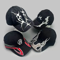 Gorra de Béisbol Personalizada Estilo Y2K, con Estampado Argyle, Bordado Gótico de Llamas, Gorra Deportiva Hip Hop, Servicio OEM al por Mayor