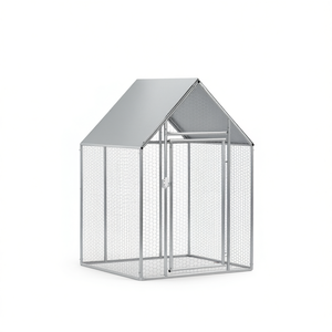 Gallinero Grande y Resistente de Acero Galvanizado Plateado, Jaula para Animales - Product Image 1