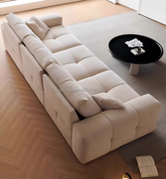 Canapé modulaire carré réglable de luxe, coussins en velours crème moelleux, meubles élégants et confortables pour le salon