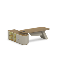Bureau de direction en forme de L de qualité E1 avec plateau en MDF thermoformé résistant à l'usure, bordure en PVC de 2 mm, gestion intégrée des câbles