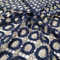 Tissu de dentelle Gipur de luxe de haute qualité de haute qualité tissu de vêtement haute couture bleu profond