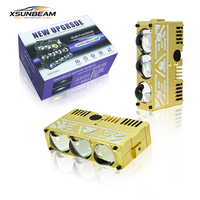 Phare LED de conduite tout-terrain 4x4 à 3 yeux, doré, CNC, 100W, tricolore 6500K, étanche IP67, double faisceau, projecteur pour voiture