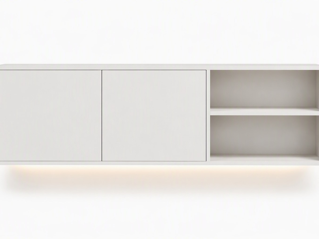 White Floating Wall TV Stand Media Console Minimalist Plywood Storage Cabinet for 55 65 Inch TV