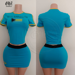 Abbigliamento Estivo per Donne, Set Sportivo Personalizzato Streetwear, <span class=keywords><strong>Giacca</strong></span> <span class=keywords><strong>Senza</strong></span> <span class=keywords><strong>Maniche</strong></span> con Zip a Contrasto e Minigonna, Completo Due Pezzi - Product Image 5