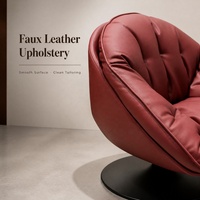 Fauteuil pivotant moderne en similicuir avec rembourrage en duvet, structure en fer et base ronde pour salon, hall d'hôtel