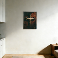 Peinture décorative en relief 3D avec croix de Jésus, lumière ambiante au néon LED, décoration murale sur le thème de la foi pour la maison, salon