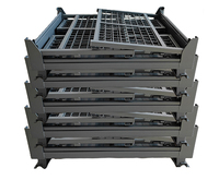 Cage en treillis métallique revêtue galvanisée Conteneur de stockage empilable Cage en fil d'acier pour le stockage logistique et la protection en entrepôt