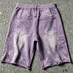 Pantalones Cortos Deportivos Personalizados 3/4, 100% Algodón, Bordados, Lavado Ácido, Desgastados, con Bajo Deshilachado, Pedrería, para Hombre, Ultra Holgados, Largos - Product Image 3