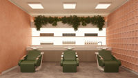 Ensemble de mobilier de salon de coiffure moderne et grand format, design d'intérieur 3D, mobilier de salon de beauté, éclairage LED professionnel de luxe, respectueux de l'environnement