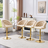 Chaise à bulles gonflable de luxe réglable pour comptoir de cuisine, chaises de bar modernes en velours avec pieds dorés