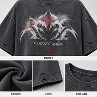 T-shirt OEM pour femme en jersey de coton lavé, coupe oversize, col rond, manches courtes, imprimé graphique vieilli, ourlet brut, coupe courte