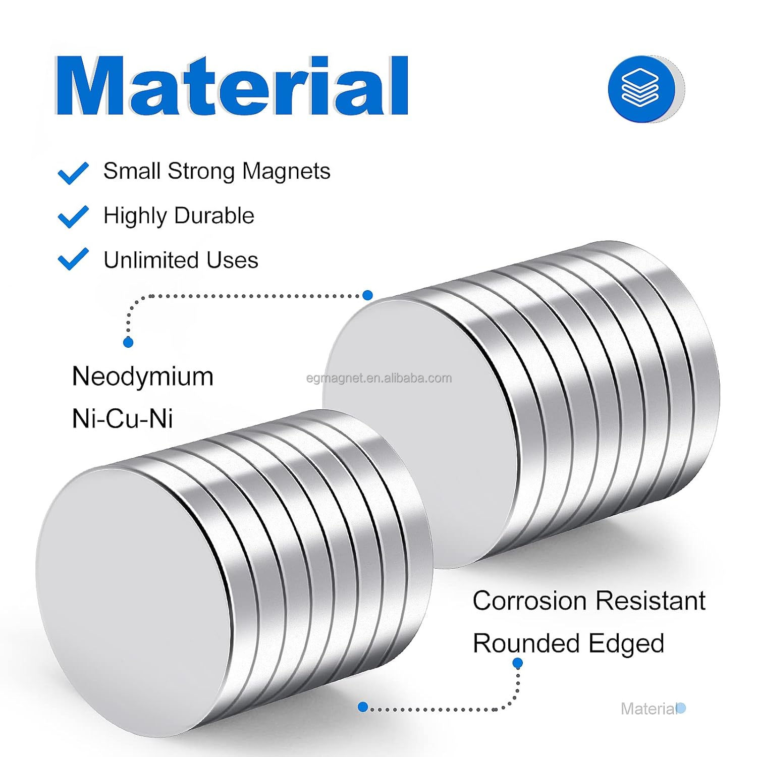 Disco magnetico al neodimio 60 mm, altezza 5 mm N42 (NdFeB) Nichel - tiene 22 kg | Shop