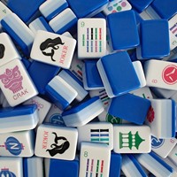 Jeu de Mahjong américain, 160 tuiles, acrylique bleu, boîte en carton 4 couches, pour usage domestique, coffret cadeau, vente en gros