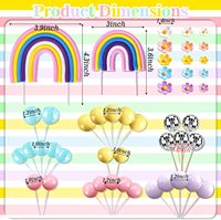 48 pièces de décorations de gâteau, fleurs, boules disco arc-en-ciel pour le gâteau d'anniversaire d'une fille