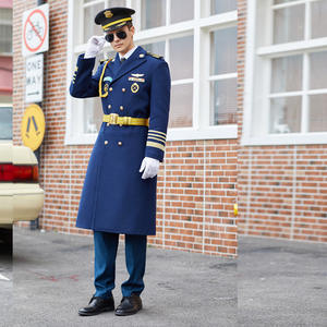 最新工場カスタムメイド空港コートドイツのセキュリティユニフォームロングパイロットセキュリティジャケットネイビー制服 - Product Image 5