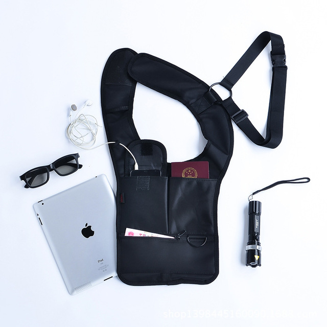 Tactical Men Security Messenger Burglar Phone Pouch Underarm Shoulder Holster Strap Bag for Outdoor Camping