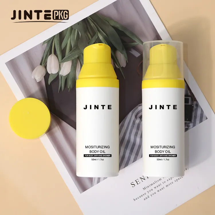 Vuoto di lusso 30ml bottiglia di imballaggio cosmetico bianco da 50ml limone giallo Airless lozione pompa crema solare bottiglie di lozione
