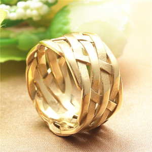 yunnique Fashion <b>Rings</b> Geometric Weaving Gold Men's Jewelry Gift - Product Image 1