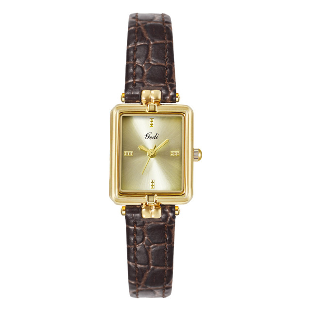 Fashion Ladies Mini Square Wristwatch 25mm Small Dial Quartz Watch Leather Strap Mineral Glass Wholesale Custom Logo