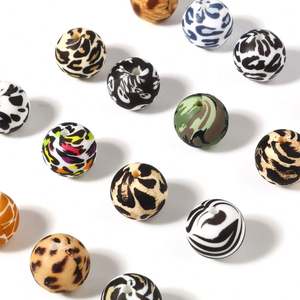 Perles focales en silicone à mâcher à imprimé léopard de qualité alimentaire populaire de 15mm perles imprimées en silicone pour la fabrication de stylos - Product Image 5