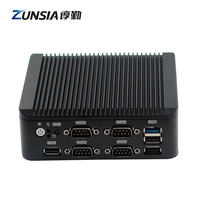 Zunsia Celeron J4125 J1900 J1800 Client Léger Sans Ventilateur Mini Pc 2 Ethernet Lan Port 4COM 6 * USB Win10 X86 Linux Bureau Nano Mini Pc