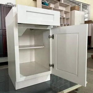 Venta caliente en el mercado de EE. UU. 3/4 "Coctelera blanca Puerta de madera maciza y MDF RTA Armarios de cocina Armarios hechos en China/Fábrica de Vietnam