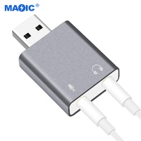 Computer Hardware Software Aluminium Alloy USB Sound Card Audio External Sound Card Adapter USB Sound Card for PC