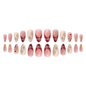 <span class=keywords><strong>Uñas</strong></span> Postizas <span class=keywords><strong>de</strong></span> Lujo para Navidad, 24 Piezas, Diseño a Cuadros Rojos, Estilo Francés, con Múltiples Diamantes Brillantes, <span class=keywords><strong>de</strong></span> Larga Duración, Cobertura Completa, Acrílicas - Product Image 5