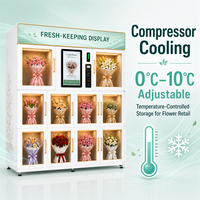 Máquina expendedora automática de ramos de flores, casillero refrigerado inteligente de 10 puertas con múltiples opciones de pago