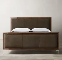 Ensemble de chambre à coucher classique de luxe américaine Sassanid OEM lit à panneaux en cuir Benoit avec pied
