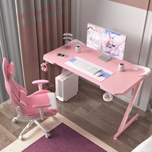 Muestra Gratuita, Diseño Personalizado de PC, Escritorio Rosa, Mesa de Computadora Económica para Juegos en Casa, Escritorio para Juegos en Forma de Z - Product Image 5