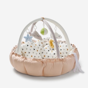 Grand tapis d'éveil sensoriel 3-en-1 épaissi en forme de pétale, avec jouets détachables, coussin et tapis d'activités pour bébé - Product Image 5