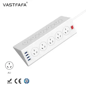 Vasfafa soket listrik multi plug pc bahan tahan api 4 usb vertikal tiga pin australia