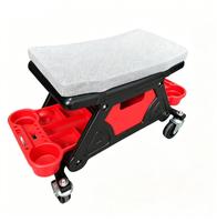 Asiento rodante de taller de alta resistencia con cojín suave modular extraíble y bandeja para herramientas