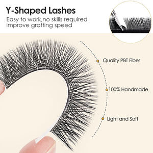 Venta al por mayor profesional de doble capa prefabricados C D Curl Volume Fans Y Tipo 0,07mm Extensiones de pestañas Yy Lashes - Product Image 3